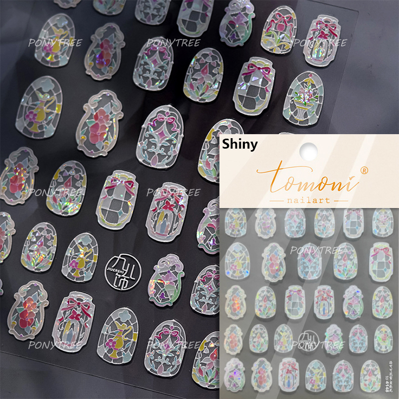 Bayuyun Dreamy Summer Nails – Blue Pink Purple Gradual Flower Petal Butterfly 5D Nail Art Stickers  