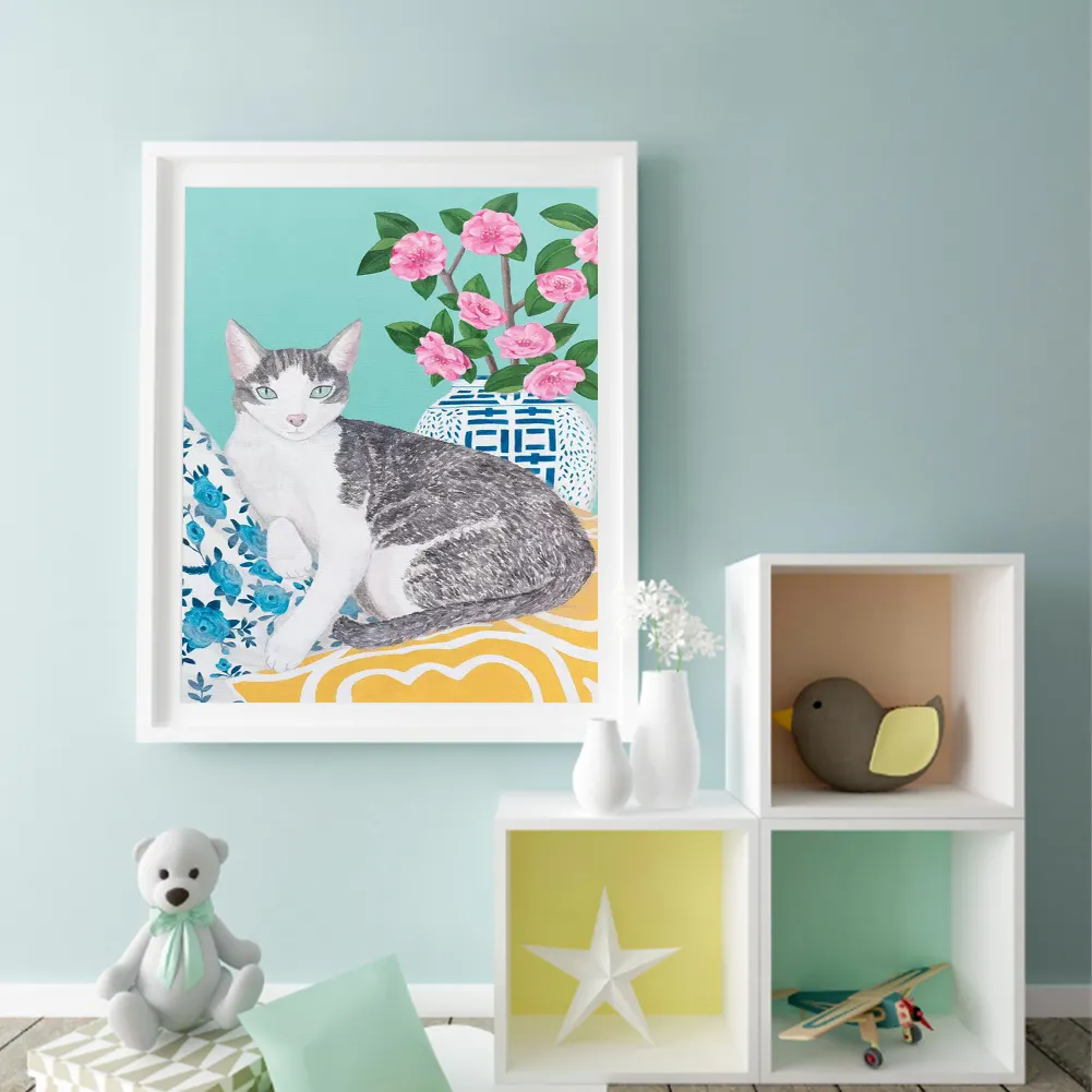 DIY Paint By Number 40*50cm - Cat With Bouquet