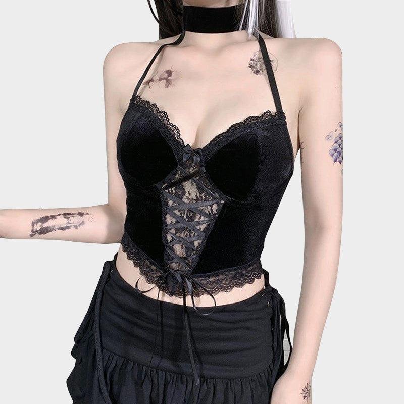 It's Your Move  Lace Velvet Crop Top