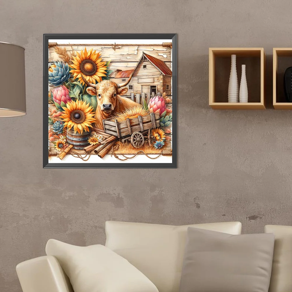Diamond Painting - Full Round Drill - Farm Cows(Canvas|40*40cm)