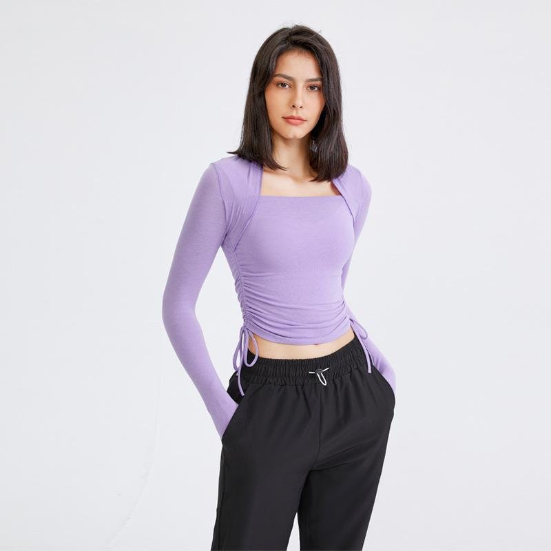 Tight body-building clothes women's quick drying sports top running long sleeve T-shirt wearing elastic yoga clothes