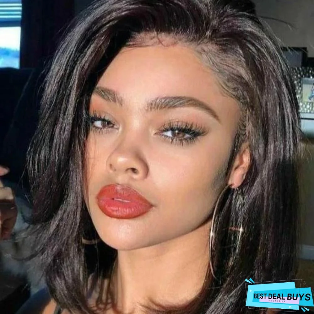 Short Straight Hair Bobo Head Wig Female High Temperature Silk Chemical Fiber Hair Oblique Bangs