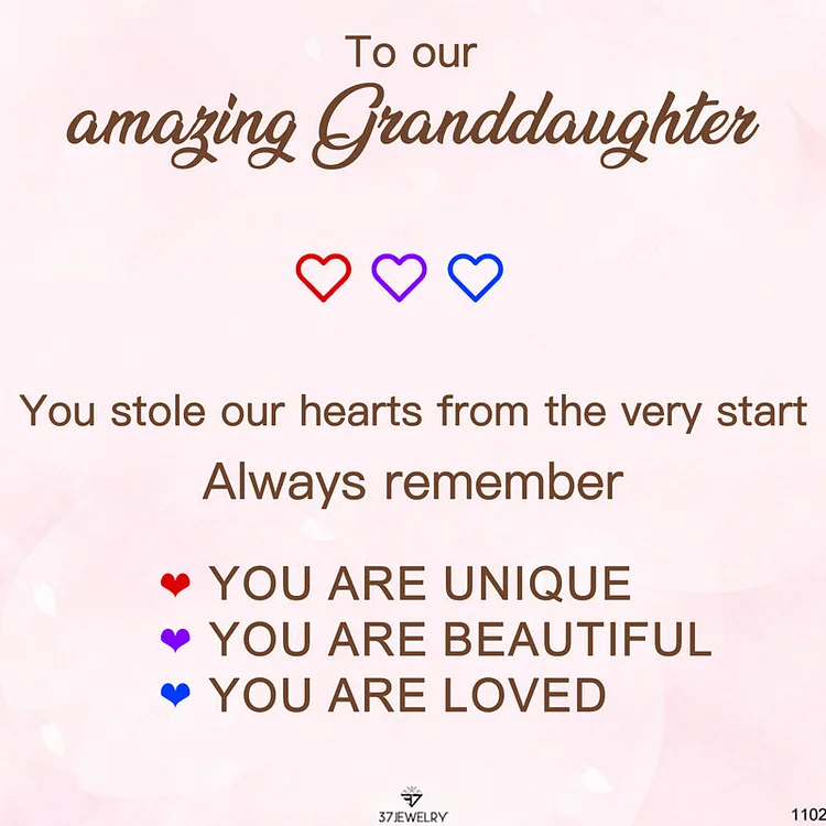 Gift Card - For Granddaughter You Are Unique You Are Beautiful You Are Loved