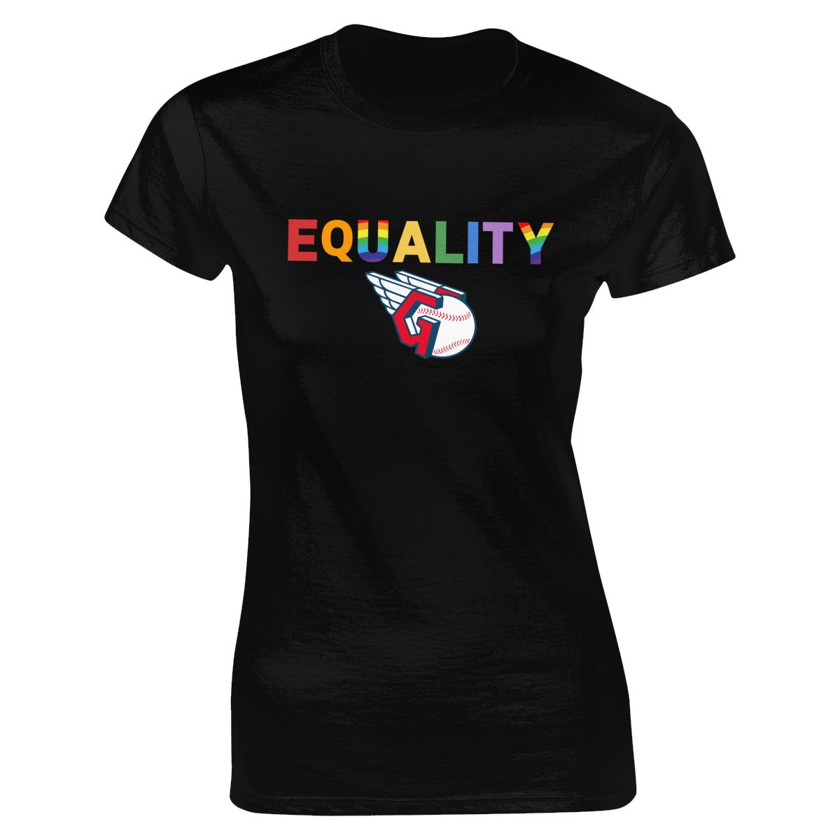 Cleveland Guardians Rainbow Equality Pride Women's Short-Sleeve Cotton Tee