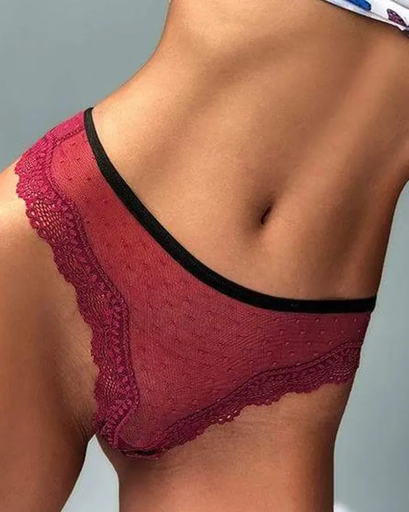 Sheer Heart Mesh Lace Thong