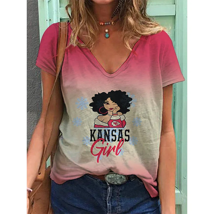 Kansas City Chiefs Lightweight Short Sleeve V-Neck T-Shirt