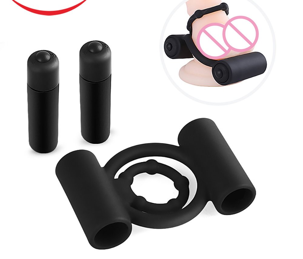 Silicone Vibrating Cock Ring With Bullets Male Seminal Ring Sex Toy For Adults 