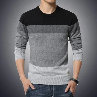 Inongge Autumn Winter Brand New Men Casual Sweatshirt Man Knitted Clothes Slim Long Sleeve Spring Striped Sweatshirts Tops
