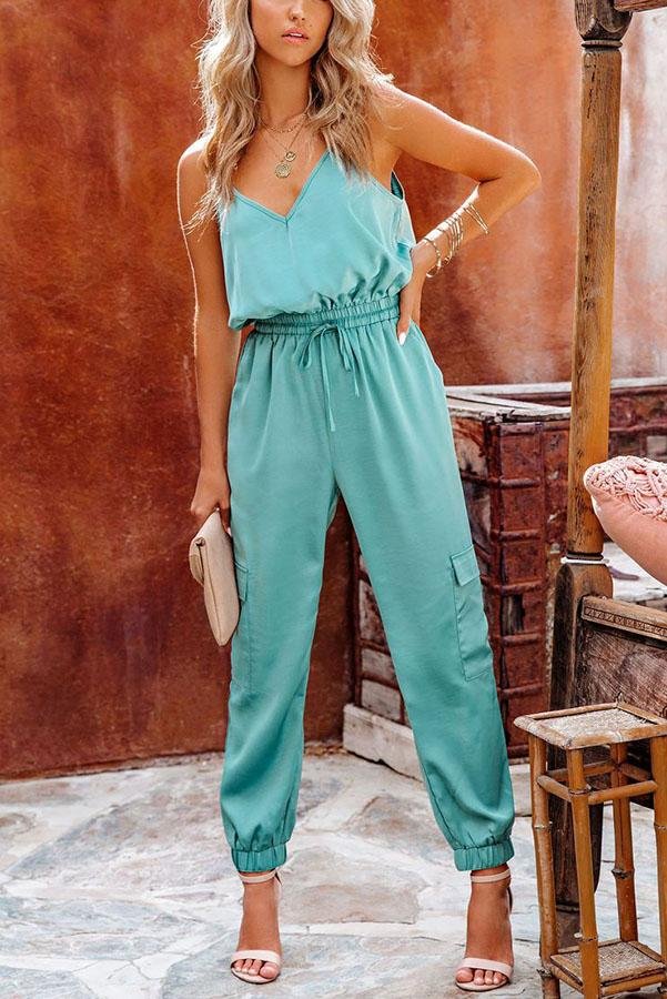 Cheers To Forever Pocketed Satin Utility Jumpsuit