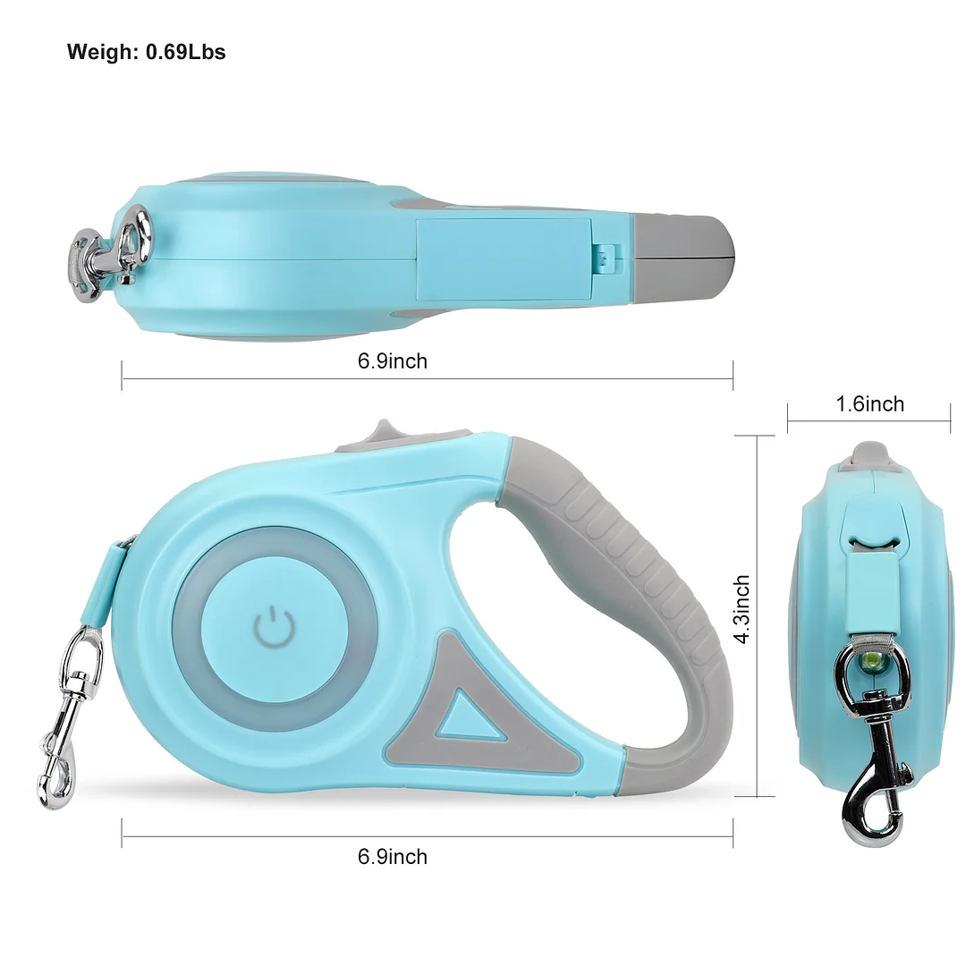 BEBANG Retractable Dog Leash, 16ft with Light, Anti-Slip Handle, One Button Brake & Lock Tangle-Free Dog Retractable Leash