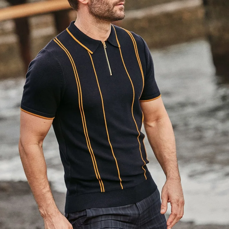 Men's Short Sleeve Striped Gentleman Shirt