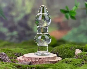 Glass Double Beaded Anal Butt Plug Anal Stretching Training Sex Toys