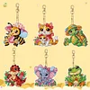 6PCS-Animal famille-double face perceuse-diamant porte-clés