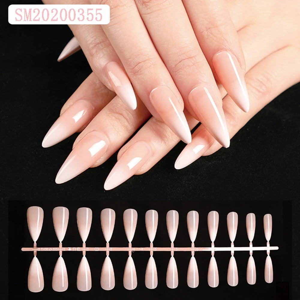 1set/24pcs French Fake Nails Matte /UV False Nail Detachable tips Nail Extension Manicure Art Press On Fake False Nails Beauty-Nail Inspo