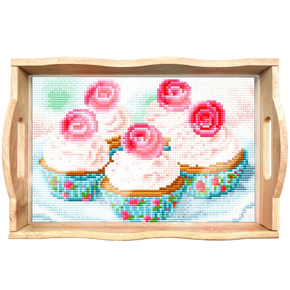 DIY Dessert Diamond Painting Decorative Trays with Handle Coffee Table Tray for Serving Food