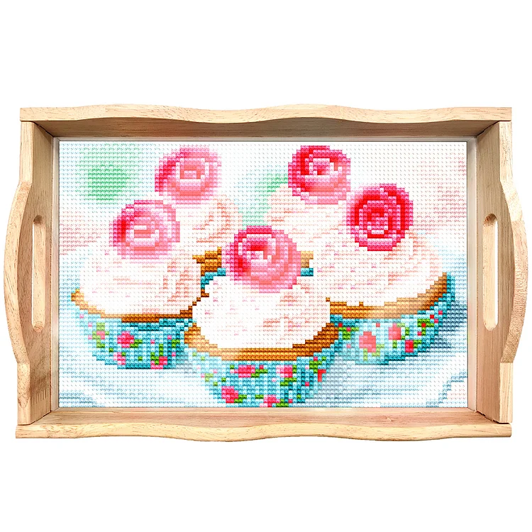 Diamond Painting Nesting Food Trays with Handle Coffee Table Tray (Dessert)