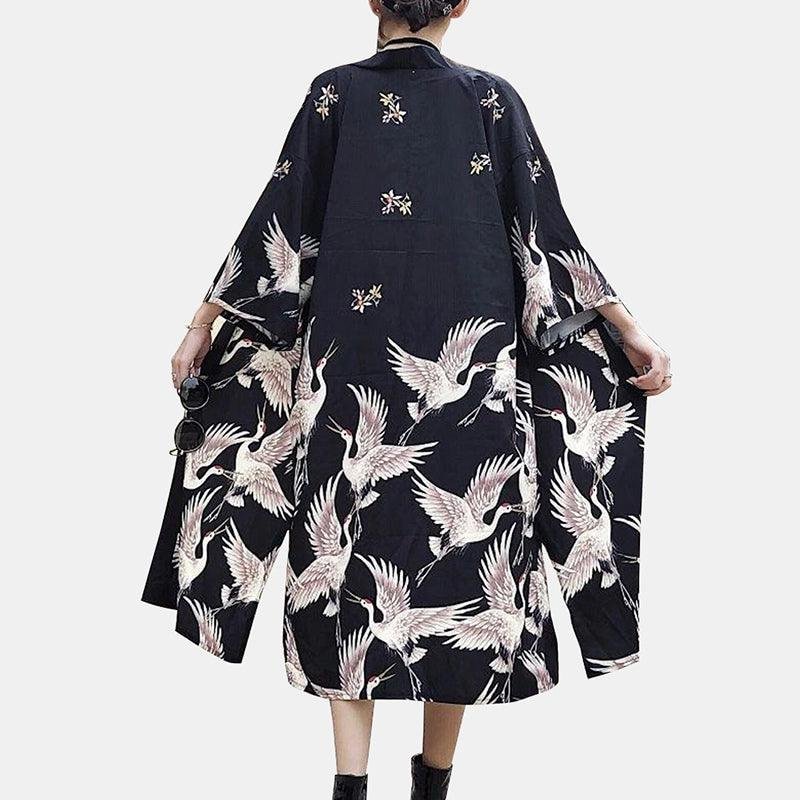 Kimono Crane Long Cardigan