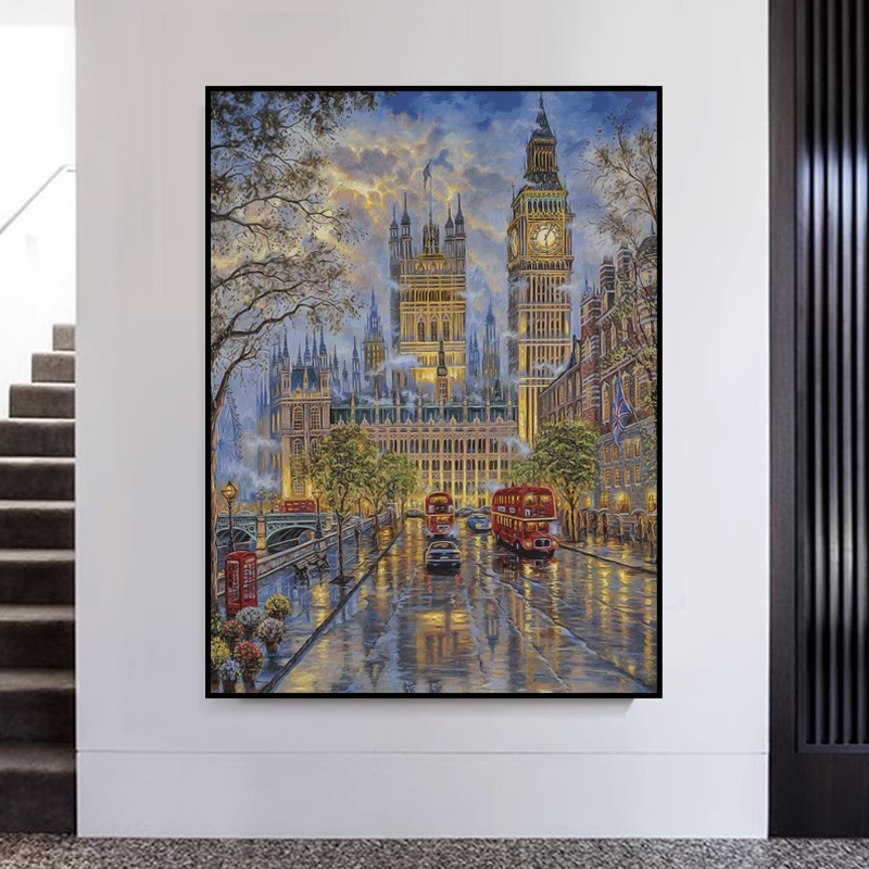 1set DIY Printed Cross Stitch Kit 【KZ-DD005 London Street】printed (stamped) cross-stitch Painting Fairy Cross Stitch