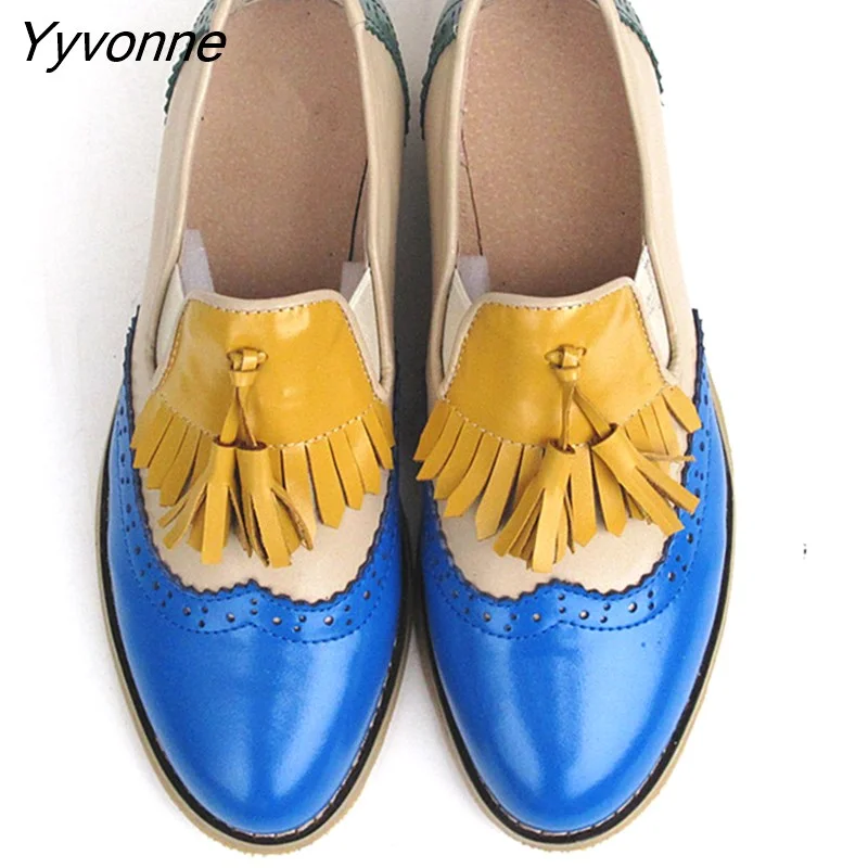 Yyvonne Women oxford Spring shoes genuine leather loafers for woman sneakers female oxfords ladies tassel single shoes 2023 summer shoes
