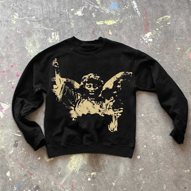 Wise Juveniles Angel Print Street Crewneck Sweatshirt