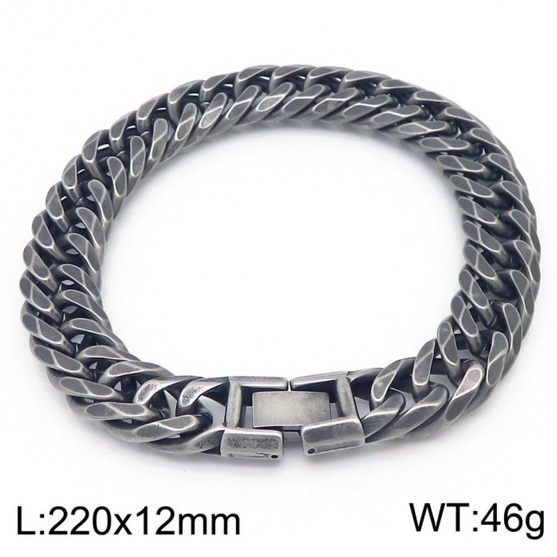 Hip-Hop Solid Color Titanium Steel Plating 18K Gold Plated Men’s Bracelets