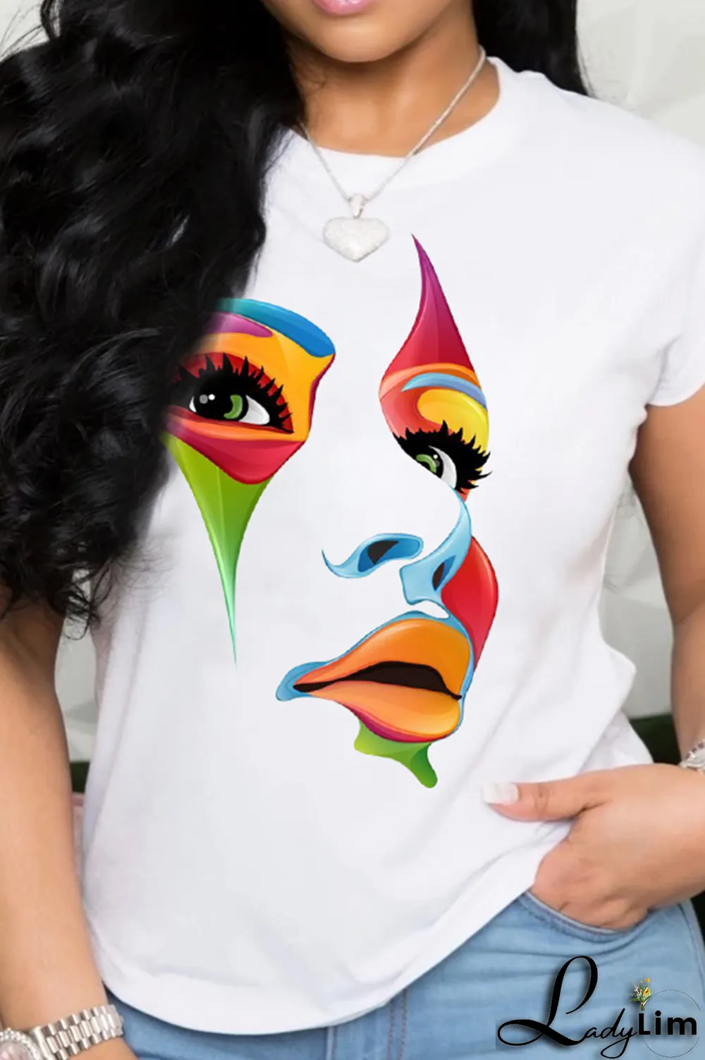 Black Fashion Street Print Patchwork O Neck T-Shirts