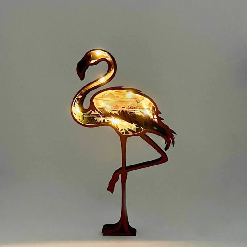 WoodyOrnament Flamingo Carving Handcraft Gift