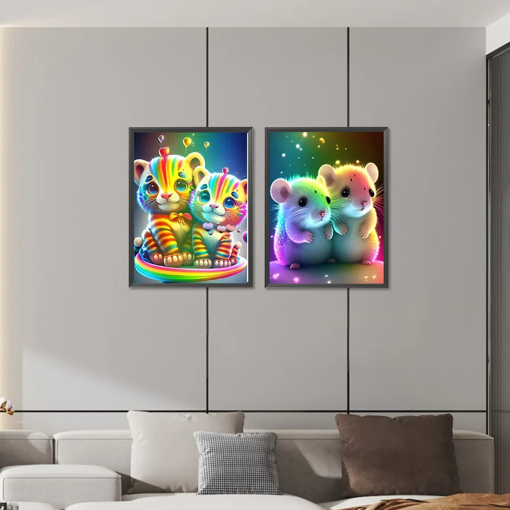 2pcs/Set Diamond Painting - Full Round Drill - Tiger Mouse(Canvas|30*40cm)