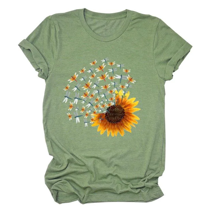 Dragonfly sunflower  T-Shirt Tee-YF00359-Annaletters
