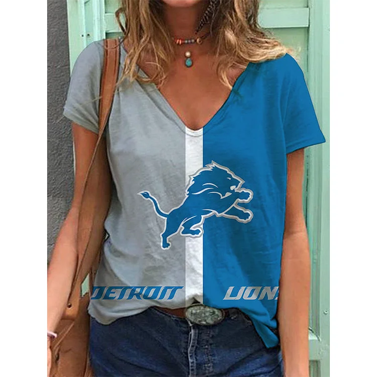 Detroit Lions Lightweight Short Sleeve V-Neck T-Shirt