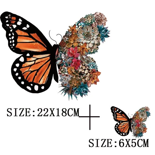 Colorful Butterfly Iron On Transfer For Clothing A-level Washable Thermal Sticker Beautiful Flower Patches On Clothes Decoration