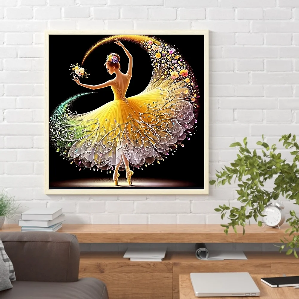 Diamond Painting - Full Round Drill - Flower Skirt Girl(Canvas|40*40cm)