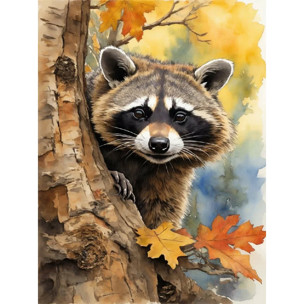 Diamond Painting - Full Round Drill - Autumn Raccoon(Canvas|30*40cm)