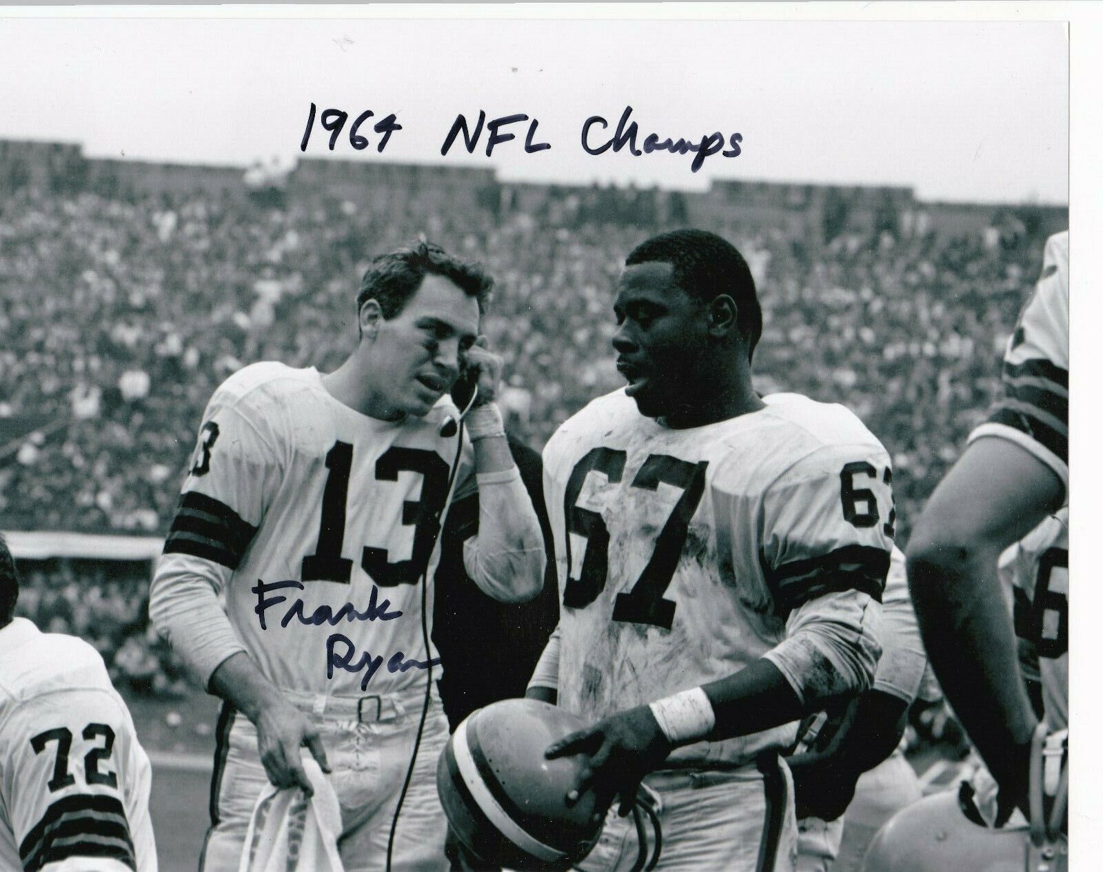 FRANK RYAN CLEVELAND BROWNS 1964 NFL CHAMPS ACTION SIGNED 8x10