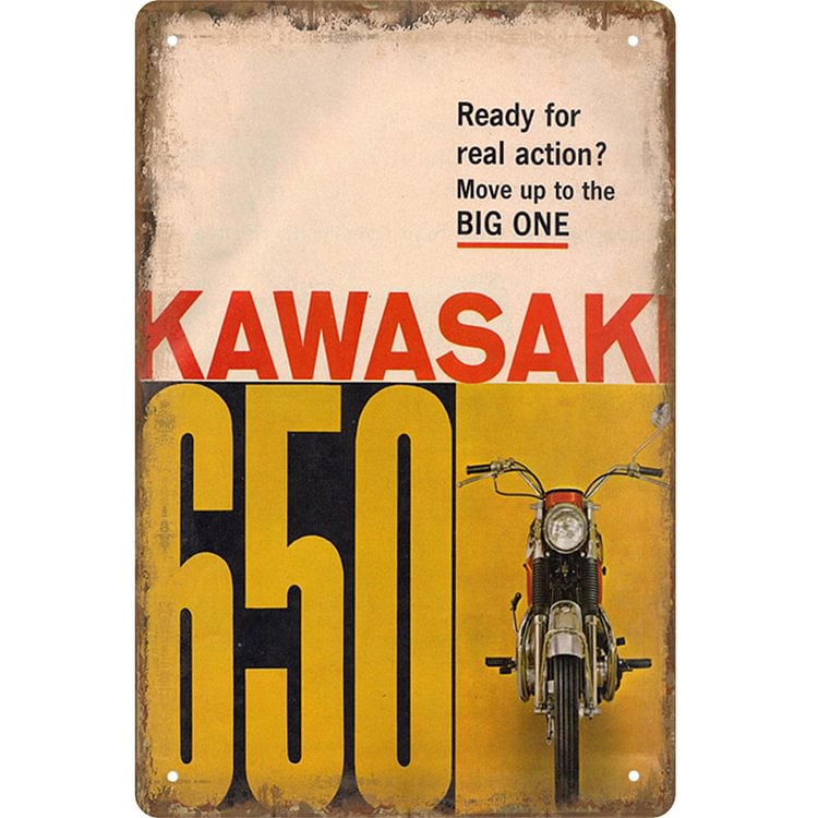 Kawasaki 650 - Vintage Tin Signs/Wooden Signs - 7.9x11.8in & 11.8x15.7in