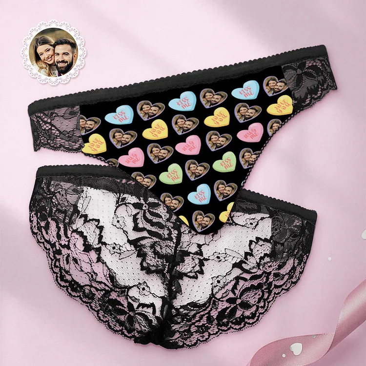 Custom Women Lace Panty Heart Face Sexy Panties Sweet Gift