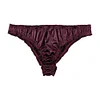 Men Solid Satin Ruffle Panties Sexy Thongs