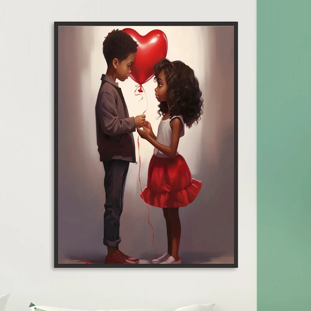 Diamond Painting - Full Round Drill - Kid Sweet Couple(Canvas|30*40cm)