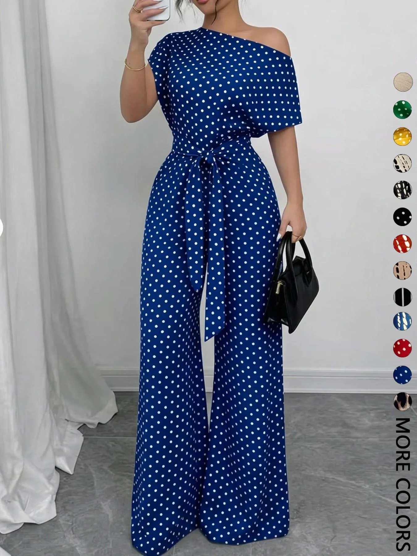 Women's All Over Print Leopard Tie Front Loose Jumpsuit, Casual Asymmetrical Neck Jumpsuit for Spring & Fall, Women's Clothes for Daily Wear Women's All Over Print Leopard Tie Front Loose Jumpsuit, Casual Asymmetrical Neck Jumpsuit for Spring & Fall, Women's Clothes for Daily Wear