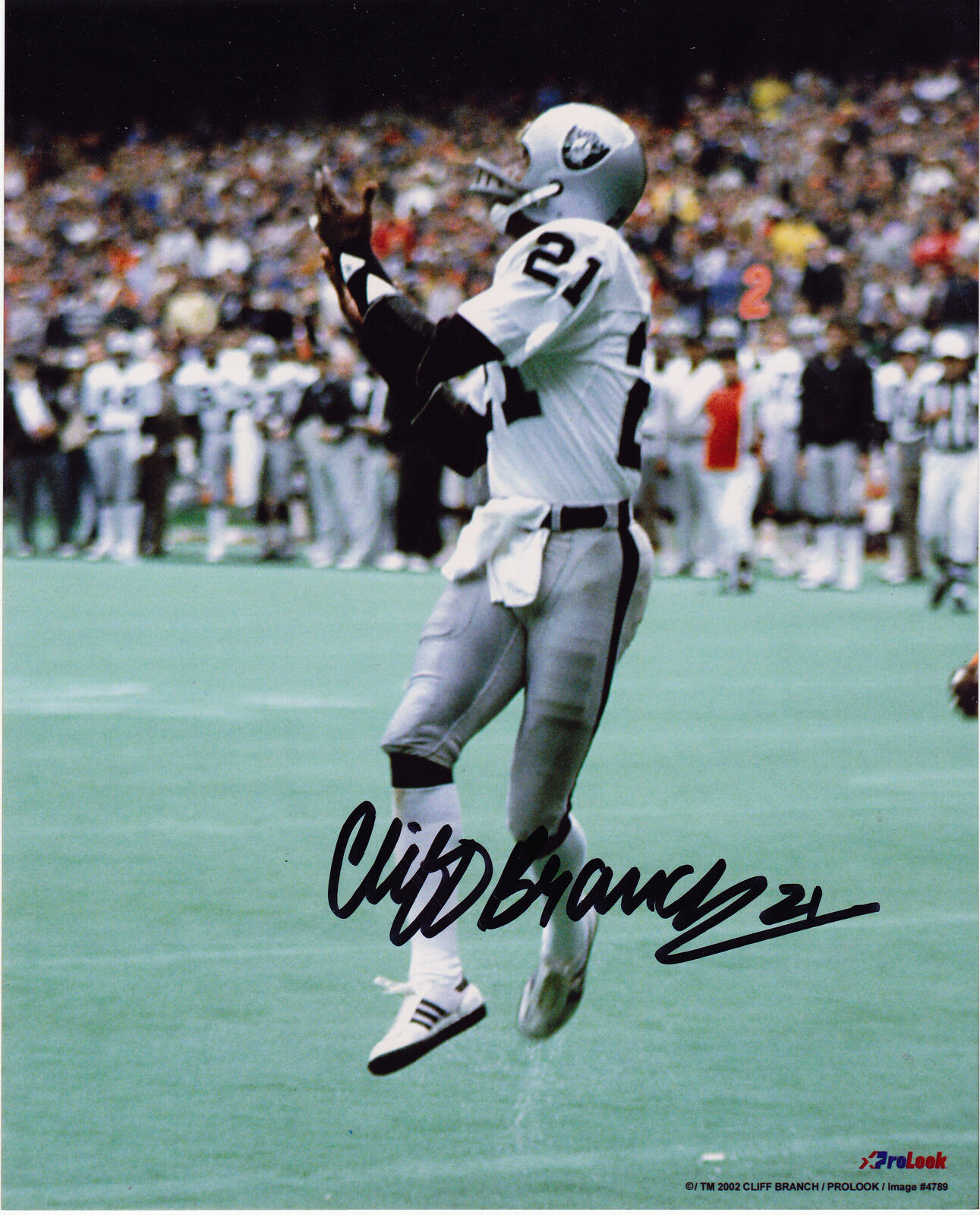 CLIFF BRANCH OAKLAND RAIDERS ACTION SIGNED 8x10