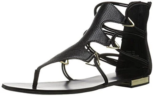 Black Gladiator Flat Toe-knob Summer Sandals Vdcoo