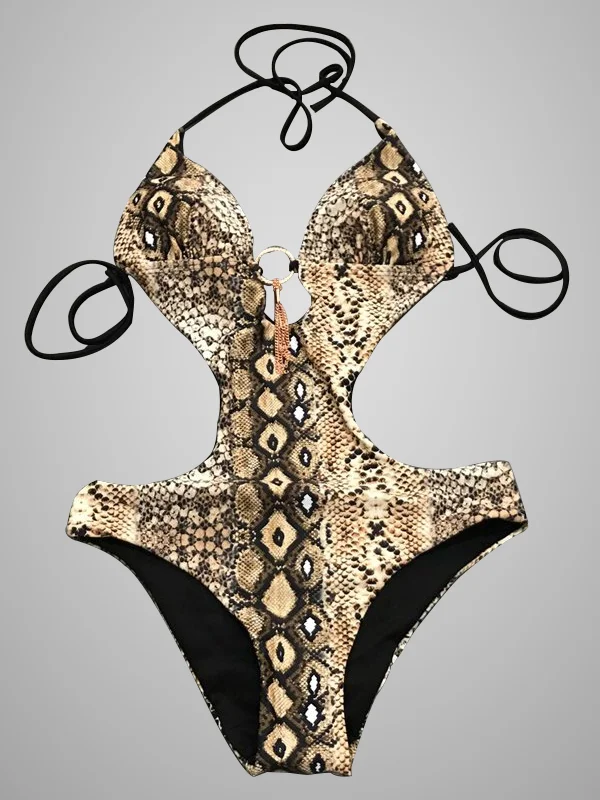 Halter Leopard Printed Swimwear