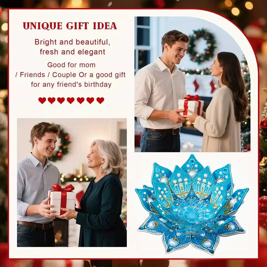 Lotus DIY Diamond Art Painting Kits of Candle Holder Diamond Painting Candle Holder Kit Diamonds Paintings Candlestick Holder Kit for Aromatherapy & Home Decor (Blue)