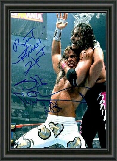 Shawn Michaels & Bret Hart WRESTLING - WWE WWF - A4 SIGNED Photo Poster painting POSTER PRINT