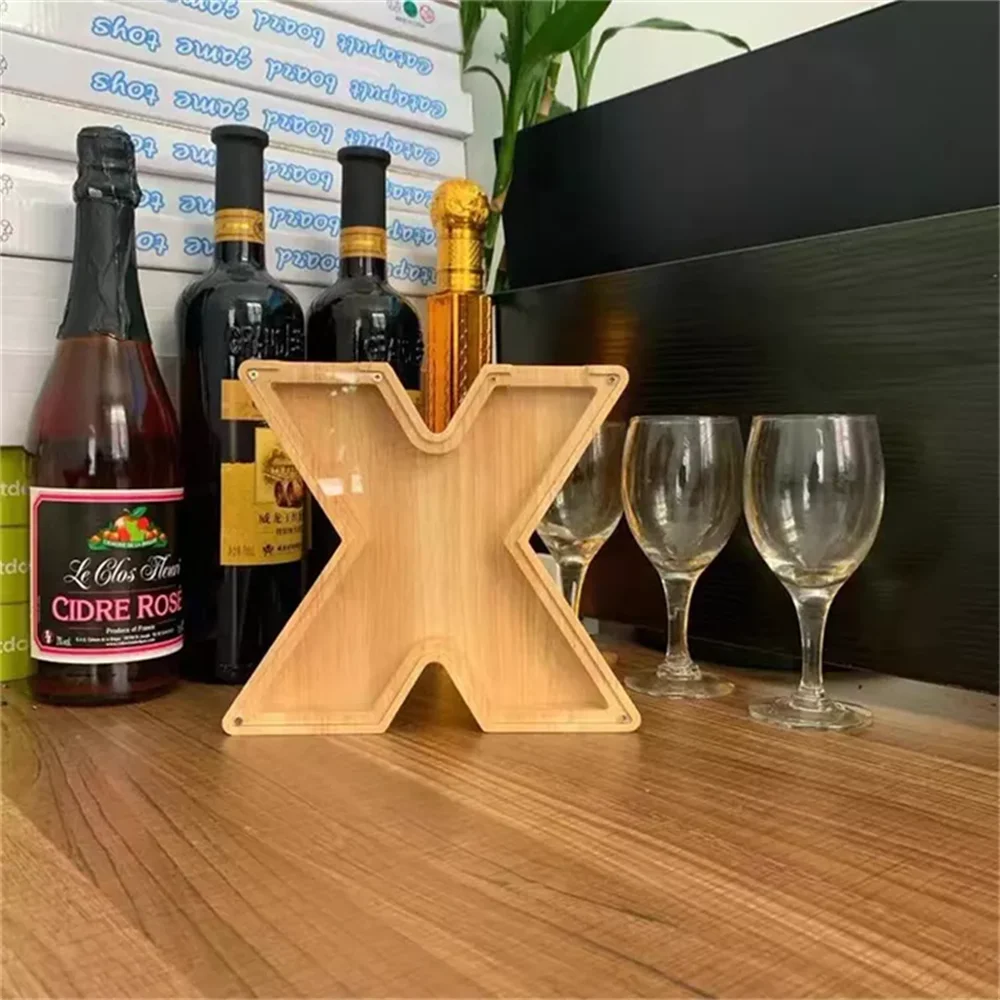 Purexcellent&trade; Wooden creative English letters transparent money jar