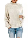 Share  Photo by Supplier   Women's Sweater Pullover Jumper Knitted Solid Color Basic Casual Chunky Long Sleeve Loose Sweater Cardigans Turtleneck Fall Winter Light Blue Green White-KZyou