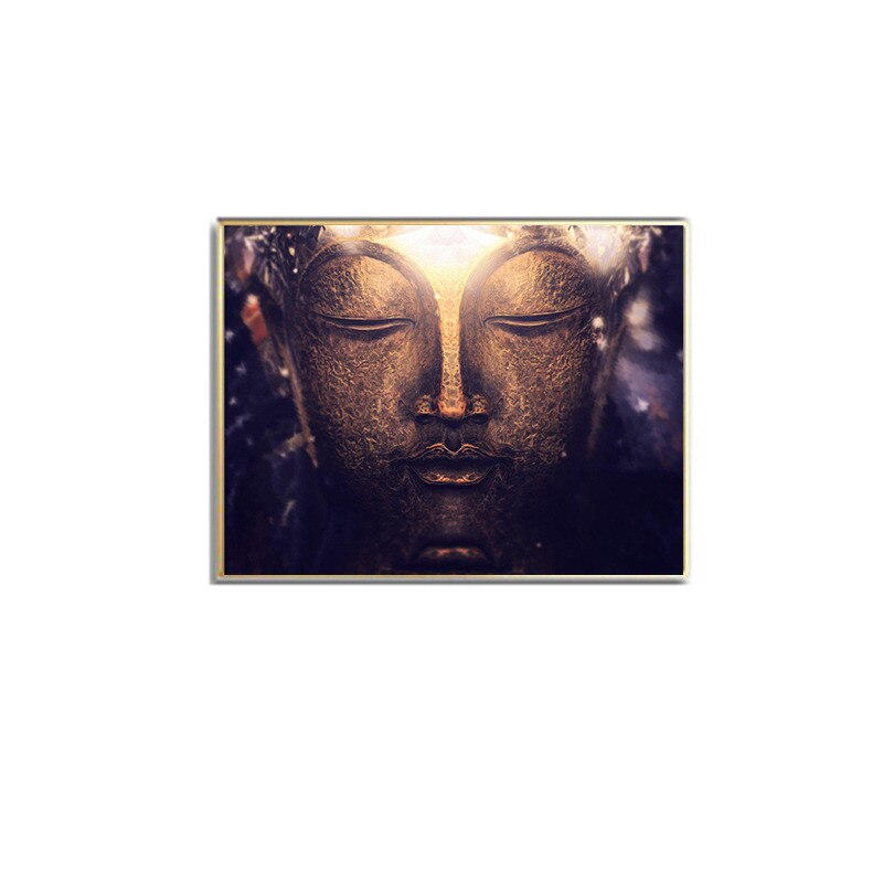 Cotton Tshirt Portrait Canvas Painting Wall Art Pictures Brown Modern Large Style Poster Religion Buddha Icon Wall Art Print Home Decoration t -shirt Tee