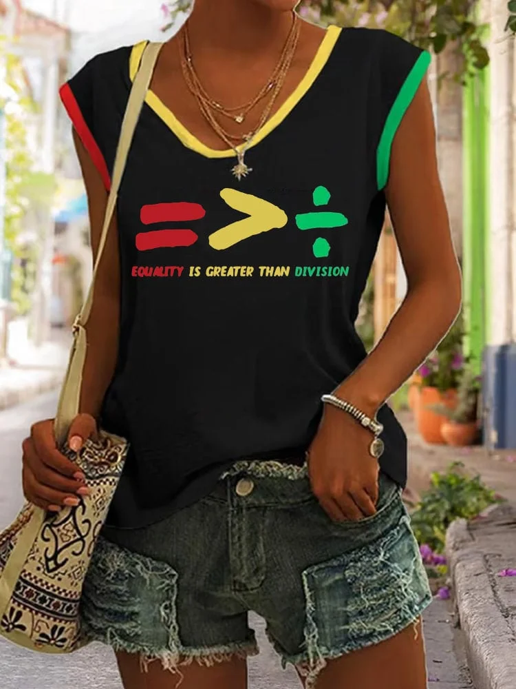 Women's  Equality Is Greater Than Division Black History Printed Vest 