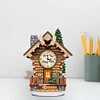 (US Local)Acrylic Special Shaped Wooden Hut FlowersHut 5D Diamond Painting Clock Art Cra