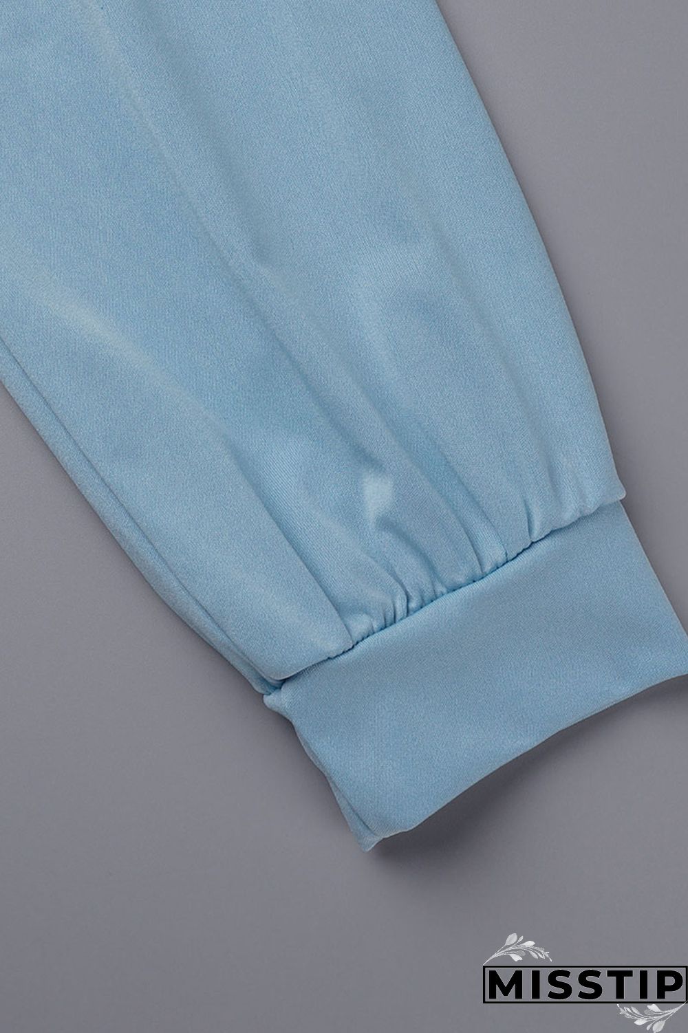 Blue Casual Solid Basic U Neck Long Sleeve Two Pieces